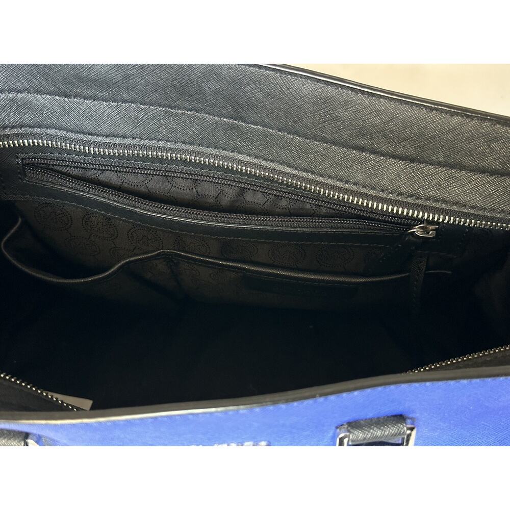 Michael Kors Selma Sapphire/Black LG Leather Satchel Handbag - Picture 10 of 13